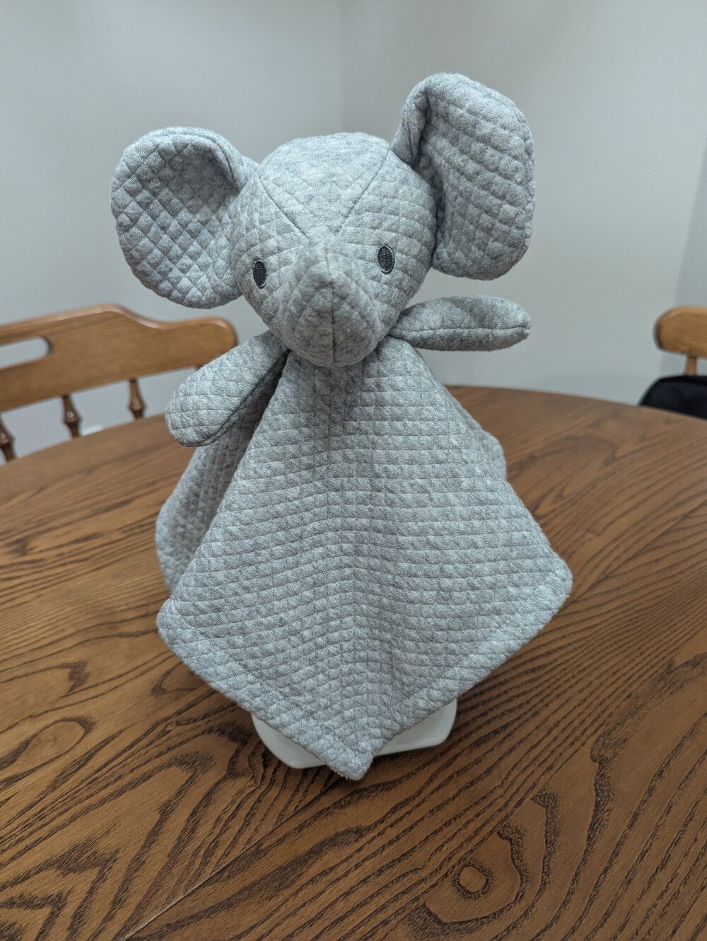 Dreamgro. Plush Elephant Comfort Lovey - Gray. Quilted Texture. 12 Inches.